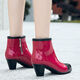 Abba Frühlings- und Sommerregenschuhe Frauen wasserdichte High Heel-Regenstiefel Kurzzylinder-Modefutschuhe Anti-Slip-Kee-Resistenten Wasserschuhe können mit Velvet Khaki 36 hinzugefügt werden