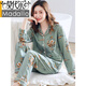 Modal brand new high-end products, pajamas for women, spring and autumn long sleeves, pure cotton, middle-aged mothers, women's autumn cotton, women's autumn large-size home clothing set, 9215 gray-blue (165/L size) recommended to wear weight 100-120 Jin [Jin equals 0.5 kg]