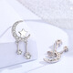 Hazel Orange S999 silver five-pointed star earrings for women light luxury moon zircon pendant pure silver earrings small fresh earrings for girlfriend 999 silver moon star pendant E24