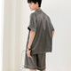 Antarctic pajamas men pajamas men summer ice silk shorts shorts loose can be worn outside home clothing suit gray XL