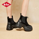 Lee Cooper切尔西靴子女靴冬季加绒保暖增高马丁靴女烟筒靴中筒雪地靴短靴女 黑色薄绒(适合南方) 38
