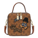 BAIZILI brand genuine leather bag women's bag 2025 new light luxury retro embroidery high-end fashion cartoon one-shoulder small square bag color block/cloth label (counter gift box set)