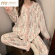 莫代尔碎花复古法兰绒睡衣女款冬季2024新款加绒加厚珊瑚绒秋冬款家居服 OM-4882-方领绒套-蝶结-花朵 S【80-100斤】