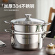 SUPOR thickened 304 stainless steel steamer, two-layer, universal for gas stoves and induction cookers, double-layer soup pot for steamed buns and buns, dual-purpose steamer for cooking, 24cm
