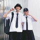 Shelijia People Blanc Shirt à manches longues Men de couple lâche Suite DK Style coréen TRENDY Student Graduation Class Photo Vêtements Casual Hommes Men Shirt White + Tie + pantalon M