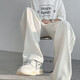 
POUM casual pants men's summer high street trendy brand straight pants ice silk draping loose wide-leg sports long pants men 101WP-K125 white regular 3XL