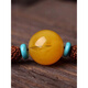 T&U beeswax single bead round bead chicken oil yellow floating flower old wax single hand string bead bracelet with bead Rudraksha accessories 8mm chicken oil yellow floating flower one 0 carat