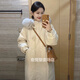 韦戒反季羽绒服女长款清仓2024新款羽绒棉服中冬季时尚韩版加厚过膝洋 米白色 (9922#毛领颜色联系客服) S  建议85-105斤