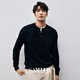 Sanheer Elegant Gentleman, hoch genähte langlange Baumwollperlenboden Textur, Frühling Vielseitiger Herren-Henry-Kragen-Pullover DAZ694 Gray-Blue L /50