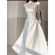 
Madam (Qeeshine) Desire Dress White suspender Dress 2024 Women's New Square Collar French Waist-Close Niche Temperament Long Skirt Dress + Cardigan XL Recommended 117-130Jin [Jin equals 0.5 kg]