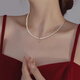 QMXD French Shijia Millet Bead Necklace Women's Light Luxury Artificial Pearl Clavicle Chain 2025 New Love Pendant Necklace Love Shijia Pearl Necklace