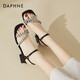 达芙妮（DAPHNE）鱼嘴凉鞋女2024夏季新款水钻一字带外穿凉鞋女露趾粗跟百搭女鞋子 黑色 34