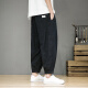 Pangpang Home Casual All-Match Pants Men's Summer Thin Large Size Loose Japanese Retro Wide Legs Ties Body Carrot Harem Pants Black 4xl 170-190Jin [Jin equals 0.5 kg]