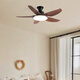 Schöne Lampen und Guangdong Zhongshan Lampen Einfache moderne Fan Lampenrestaurant Kronleuchter Creme Holzstil Esszimmer Esstisch Ventilator Kronleuchter Volles Spektrum 46-673a absorbieren graue helle Holzkornblätter
