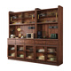 Toxiaomuwo Batteur noir noyer mur intégré à vin intégré en bois massif armoire de rangement multi-fonction