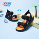 XTEP children's shoes, children's sports sandals, breathable and comfortable open-toe sandals, non-slip beach shoes, small, medium and large children's summer sandals, black 27