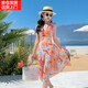 广月蓝2023泳衣女仙气比基尼bikini分体三件套保守显瘦遮肚性感温泉泳装 26001蓝色 XL （适合110-120斤）