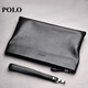 Polo Genauer Leder Clutch Bag Herren Großkapazität Handgrabende Tasche Mode Casual Top-Layer Cowhide Herren Handbeutel Multifunktionsumschlagbeutel Schwarz schwarz