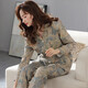 Yunzhi-Pyjamas für Frauen im Frühjahr und Herbst Pure Cotton Longleved Cardigan Lose Lose großer Größe 2025 Neue Baumwoll-Kleidungsstückset 9215-Grau-Blau XL (170): Empfohlen 120-140jin [Jin Equals Gym) zum Tragen zum Tragen