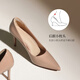 ZHR high heels female elegant French pointed toe single shoes for women solid color commuting work women's shoes BQ117 nude pink 37