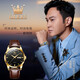 Olisian brand men's automatic mechanical watch new luminous waterproof butterfly buckle belt double calendar Valentine's Day gift watch OLS-6629 men-brown leather black face