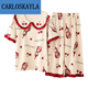 CARLOSKAYLA超加肥加260斤家居服睡衣特夏季棉短袖七分裤 浅绿色B9921 4XL (180-200斤内)