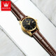 Olevs Swiss Certified Watch Mechanical Watch Totalmente automático Simple Women's Watch Small Birthday Gift For Girlfriend 6629 Femenina de cuero marrón Negro - grabado gratis