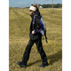 QGF Mountainering-Ladungshose für Frauen im Frühling und im Herbst, gerade lose Hose Sport Casual und Mode Micro-Flare-Arbeitshose QT701-K8021 Black L.