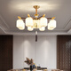 An Dengbao Living Room Chandelier New Chinese Style Dining Bedroom Study Room New 2025 Zinc Alloy Lighting Set 5009 6 Heads + Three Colors Light
