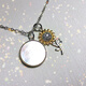 Legend Qing Jewelry Sunflower Double Pendant in the Moonlight Natural Gemstone 925 Silver Necklace White Fritillary