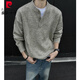 Pierre Cardin American Handsome Henley Collar Sweater Men's 2025 New Autumn and Winter Lazy Feeling Old Money Style Knitted Sweater Jacket Gray M