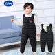 Disney children's down cotton overalls for infants and toddlers, thickened cotton pants for boys and girls, open-fit one-piece plus fleece pants, black 90, suitable for height 80-90, age 1 and a half - 2 years old