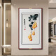 Zi Teng Suixuan Five Blessings Come to the Door Su Embroidery Finished Painting Entry Hall Decoration Painting Living Room Gourd Wall Painting Chinese Style Embroidery Mural Five Blessings Come to the Door (Default Brown) 70*123cm (Tempered Glass)