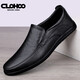 CLOHOO leather shoes men's spring and autumn genuine leather business casual breathable comfortable shoes men's formal shoes lazy beanie driving shoes black four seasons 42