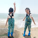 Zailu children's waterproof pants suspenders one-piece waders play water pants kindergarten sand water suit children's sea jumpsuit children's pink large pockets - lightweight style 40 size 24 inner length 15cm