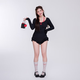 Quan Biyan swimsuit for women, conservative with breast pads, large size for fat mm, hot spring vacation, high-end, slimming, belly-covering, pure lust, one-piece long-sleeved, black and red, one size fits all, recommended 120-150 Jin Jin is equal to 0.5 kg