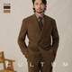 CULTUM wool blended autumn Italian-style lapel double-breasted suit suit men's high-end business casual formal two-piece suit tan two-piece suit L (52B)