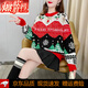 MOOLENA European and American Christmas Soft Waxy Sweater Women's Loose Lazy Style Retro Knitted Sweater Top Trendy Red One Size