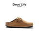Devo Life's Wo Cork Schuhe für Männer und Frauen gleiche Gelegenheitsschuhe für Halbpack Faulpaare Birkenstock-Schuhe modische Außenschuhe 3624 Aprikosenfarbe Crazy Horse Cowhide 38 (empfohlen, eine kleine Größe zu nehmen)