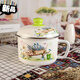 Pick up cat capacity Tang porcelain lunch box bowl milk cup thickened cup rice bowl enamel eating student with instant noodle bowl Malatang pattern 16CM enamel cup 2 lids