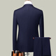 ROMON suit men's business slim formal dress groomsmen suit groom suit single button suit navy blue XL