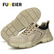 Fumeier Labour Protection Shoes Men's Comfortable Lightweight Breathable Steel Bond Anti-Smash Anti-Puncture Function Construction Site Safety Work Shoes Large-hole Breathable Soft 39