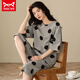 Catman Miiow 2023 New Pure Cotton Pyjamas für Frauen im Sommer kurzärmelig dünn gestreiftes Freizeitkleidungsanzug Zitronengelb A9885 L (100-120jin [Jin ist 0,5 kg])