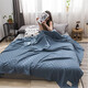 Nanjiren cotton towel quilt pure cotton summer cool quilt summer office single thin air conditioning quilt children baby nap blanket blue plain towel quilt 200X230cm