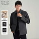 Emz Ordos [Full Woll] Herren Frühling Wollwolle warme lässige Wolljacke mittelgrau L 175/96a