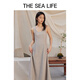 
THE SEA LIFE French large skirt dress for women 24 summer sleeveless simple round neck mid-length dress 16822 Glimmer green S