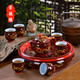 Lijun Jingdezhen complete set of ceramic double-layer insulated anti-scalding tea set household Kung Fu tea set teapot tea tray gift Red Hailong tea set