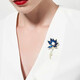 QUAMER gold store model blue lotus retro brooch, high-end women's new year, exquisite design, niche corsage, love red lotus