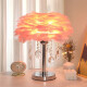 Chuangjingyi selected crystal retro table lamp feather crystal table lamp bedroom ins girl romantic and warm wedding decoration internet celebrity light luxury bronze seat + pink feather + three-color LED others
