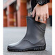 Xili rain boots men's mid-calf fashionable Korean style adult plus velvet warm kitchen shoes non-slip wear-resistant outdoor fishing car wash takeaway rain boots construction site waterproof rubber shoes overshoes winter gray surface black bottom 42 plus velvet please order one size larger